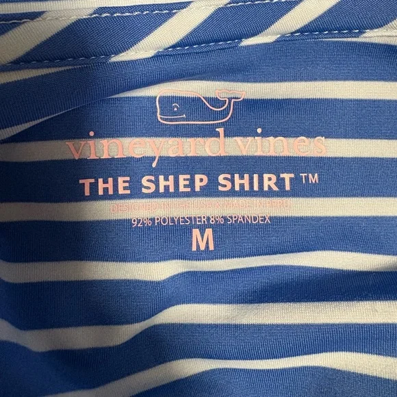 Vineyard Vines Blue and Cream Striped The Shep Shirt quarter zip Pullover - Picture 7 of 7
